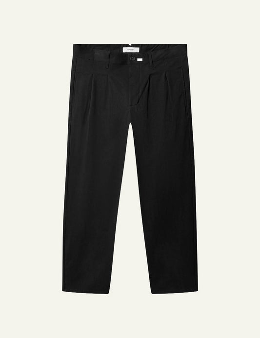 Gabba cropped trousers black relaxed fit pleated front flat view