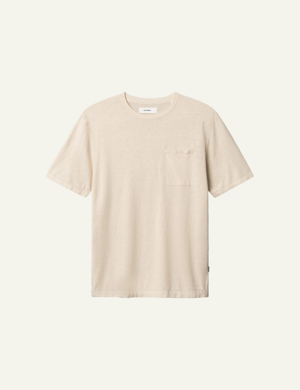 Gabba Dush SS knit t-shirt beige pocket front flat view
