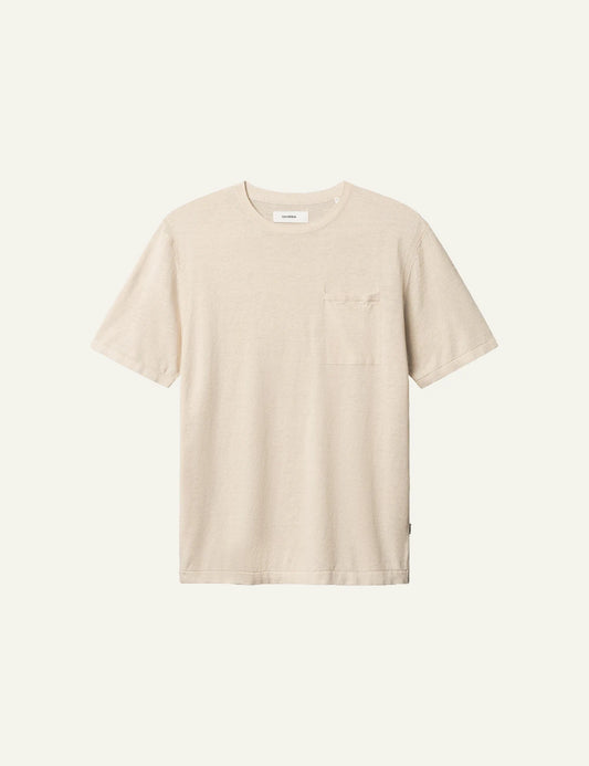Gabba Dush SS knit t-shirt beige pocket front flat view