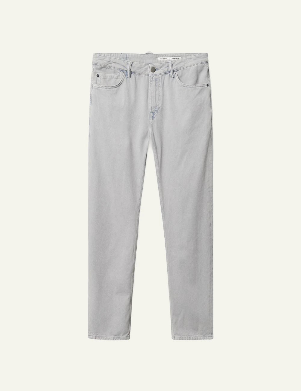Gabba jeans light grey relaxed tapered fit rigid twill front flat view