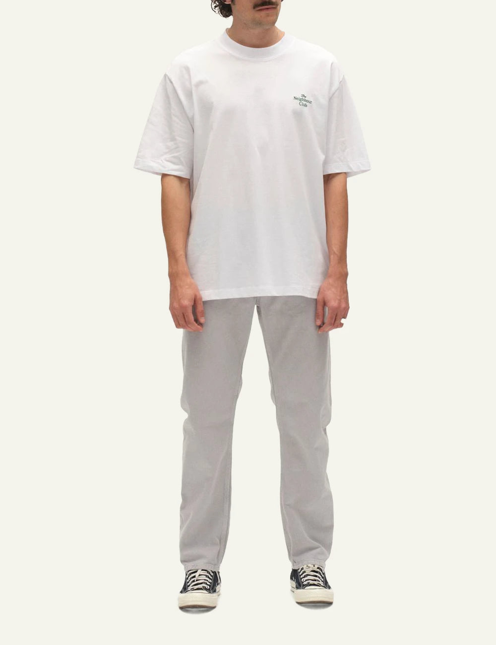Gabba jeans light grey relaxed tapered fit rigid twill front full body view