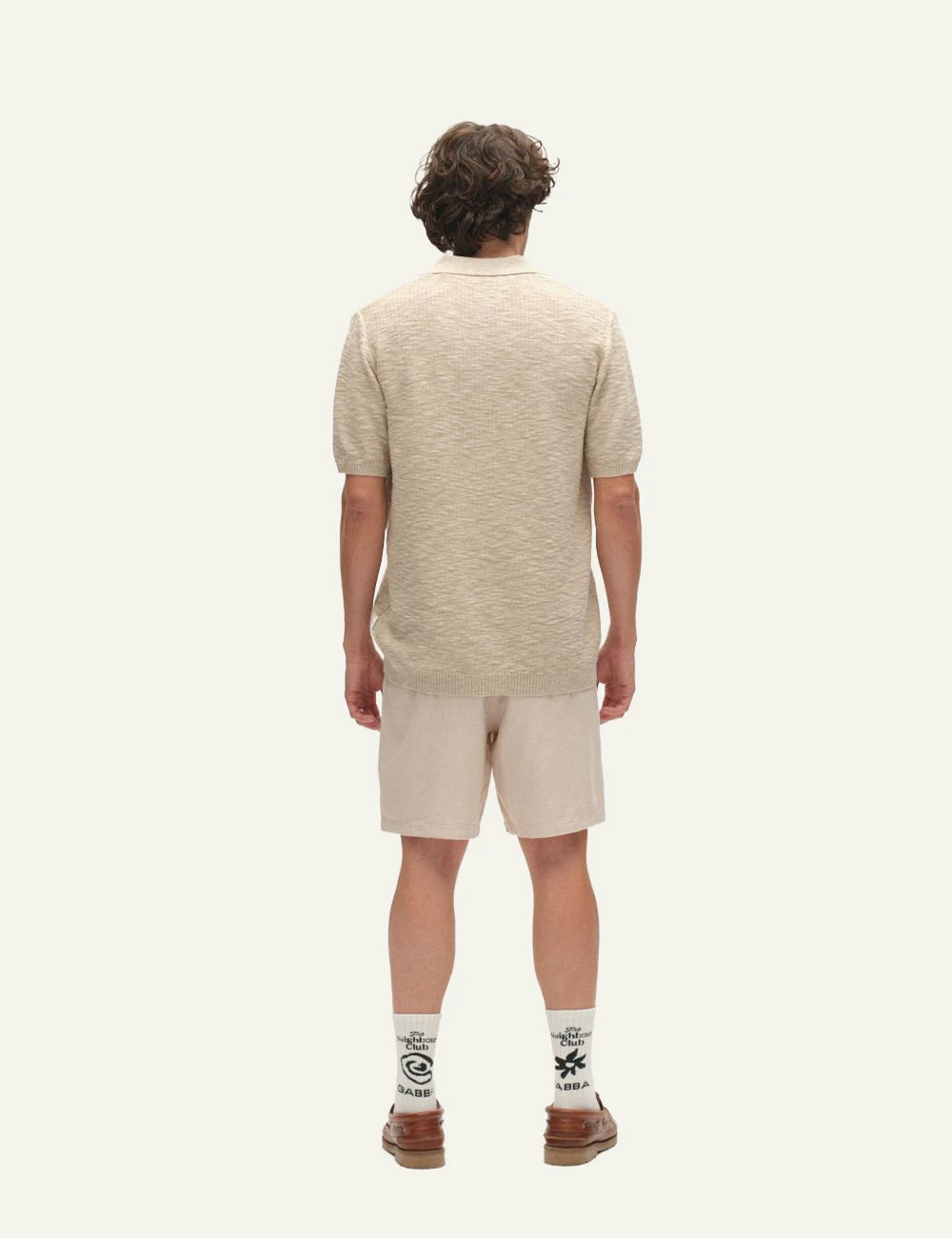 gabba knitted polo shirt beige back model view