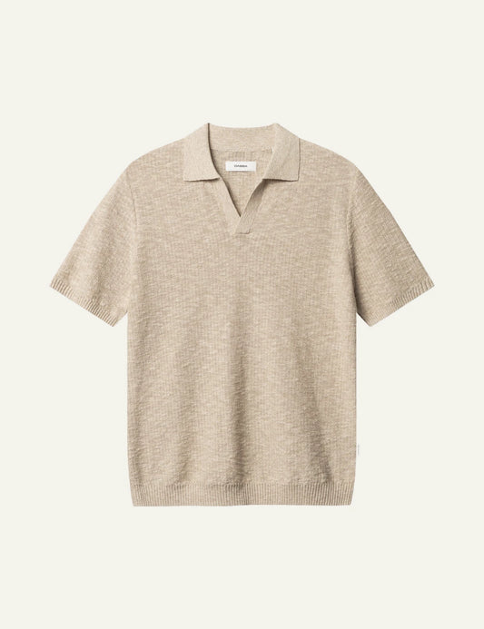 gabba knitted polo shirt beige front flat view