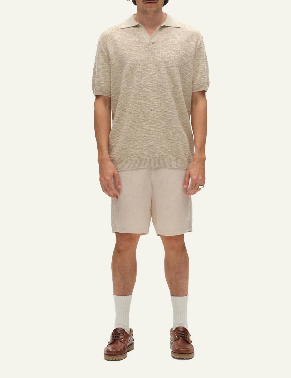 gabba knitted polo shirt beige front model view