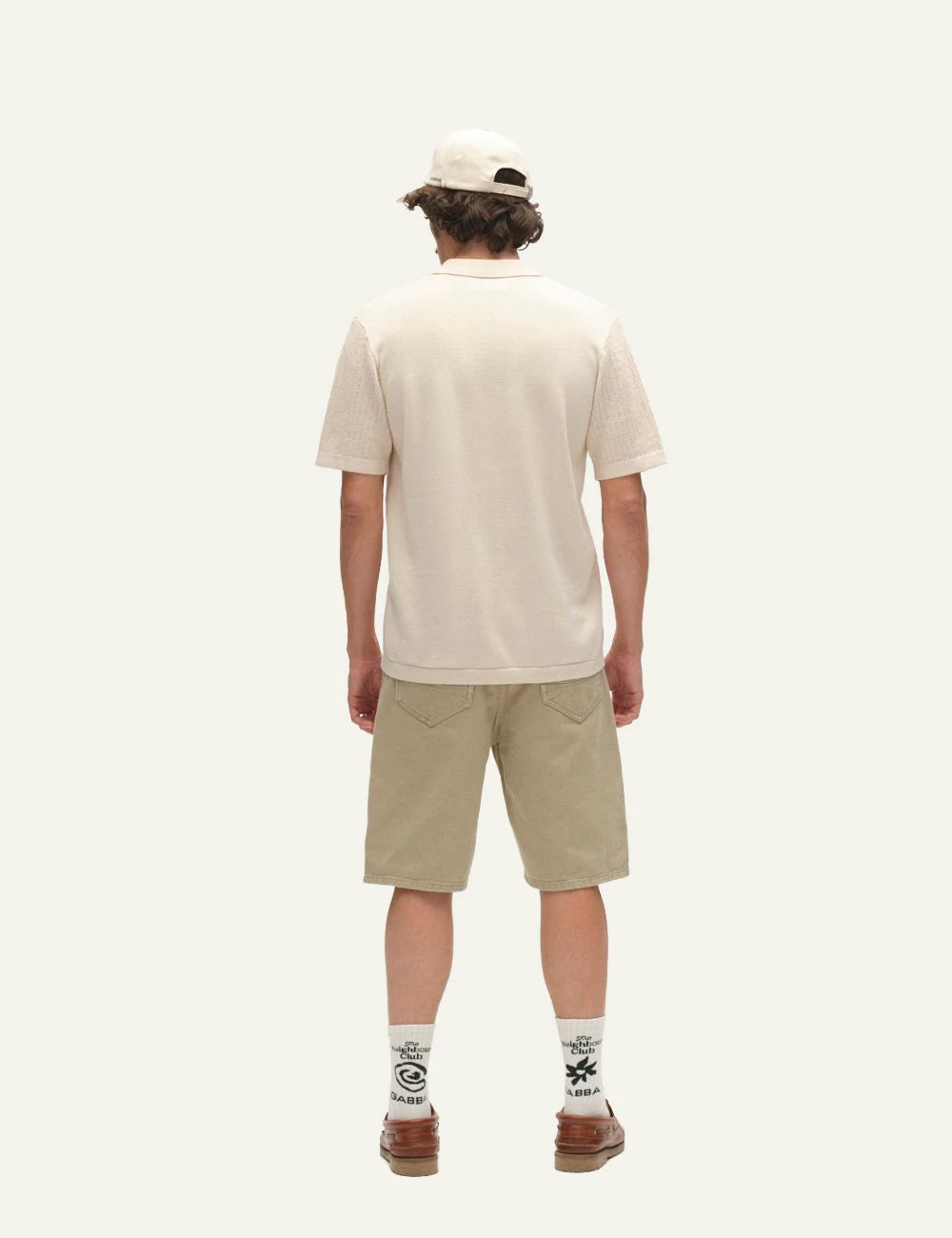 gabba knitted short sleeve shirt cream back model view