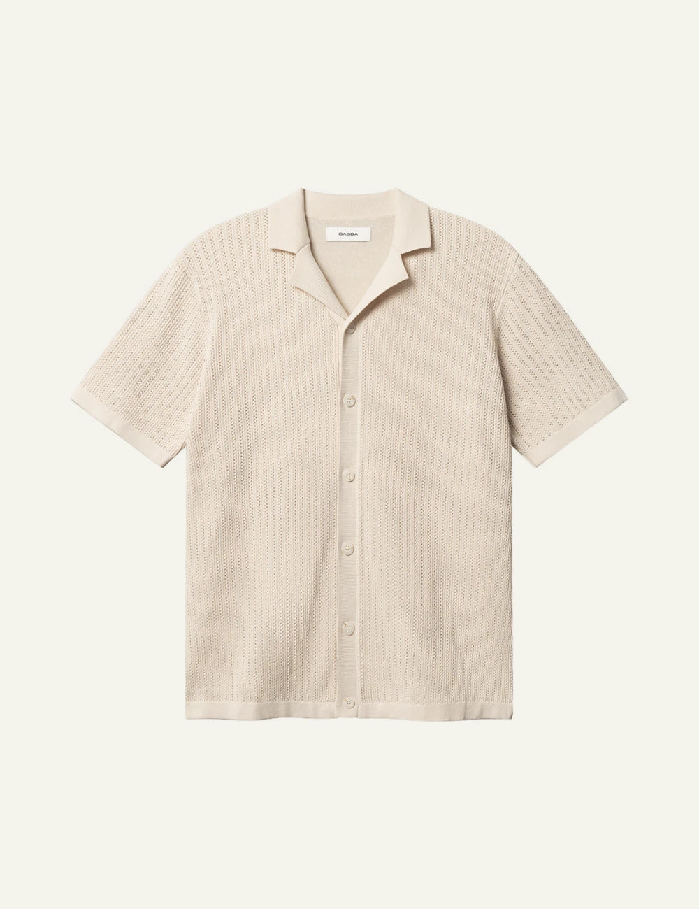 gabba knitted short sleeve shirt cream front flat view