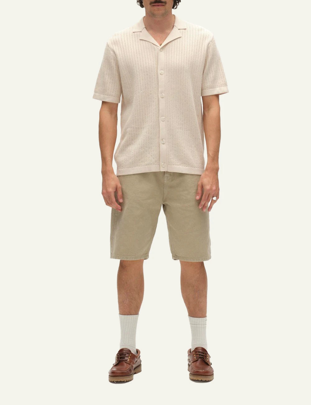 gabba knitted short sleeve shirt cream front model view