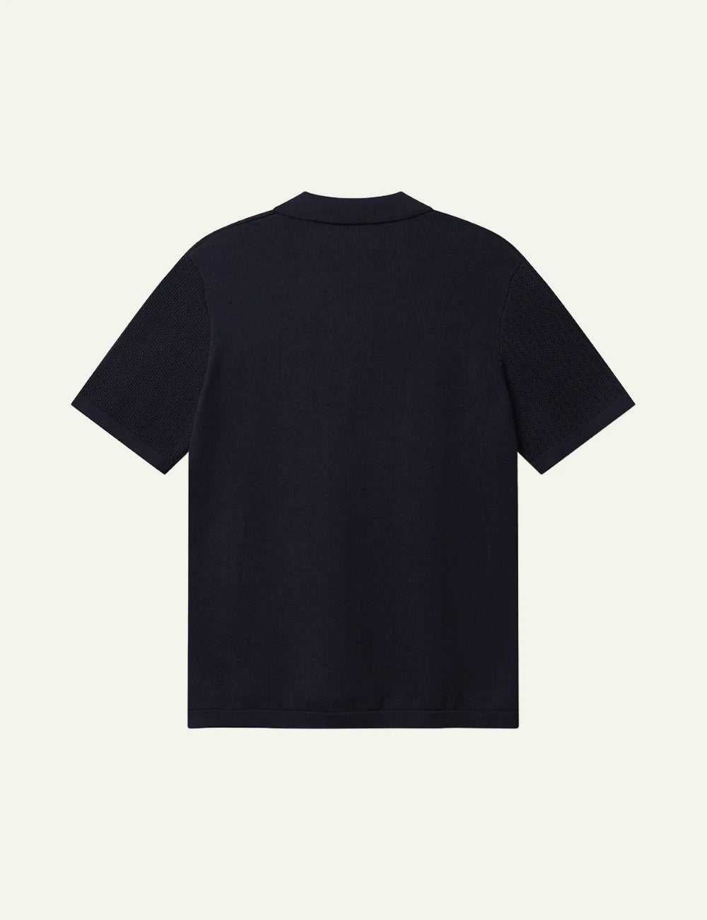 gabba knitted short sleeve shirt navy back flat view