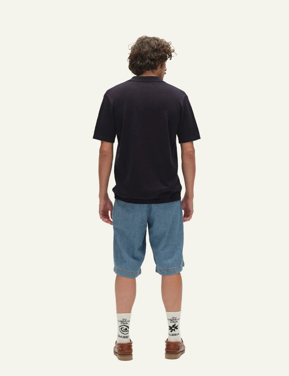 gabba knitted short sleeve shirt navy back model view