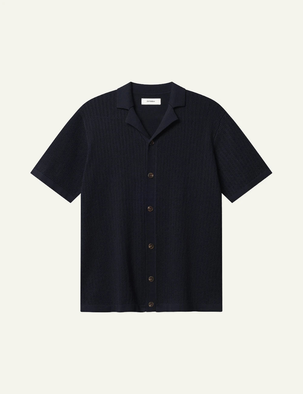 gabba knitted short sleeve shirt navy front flat view