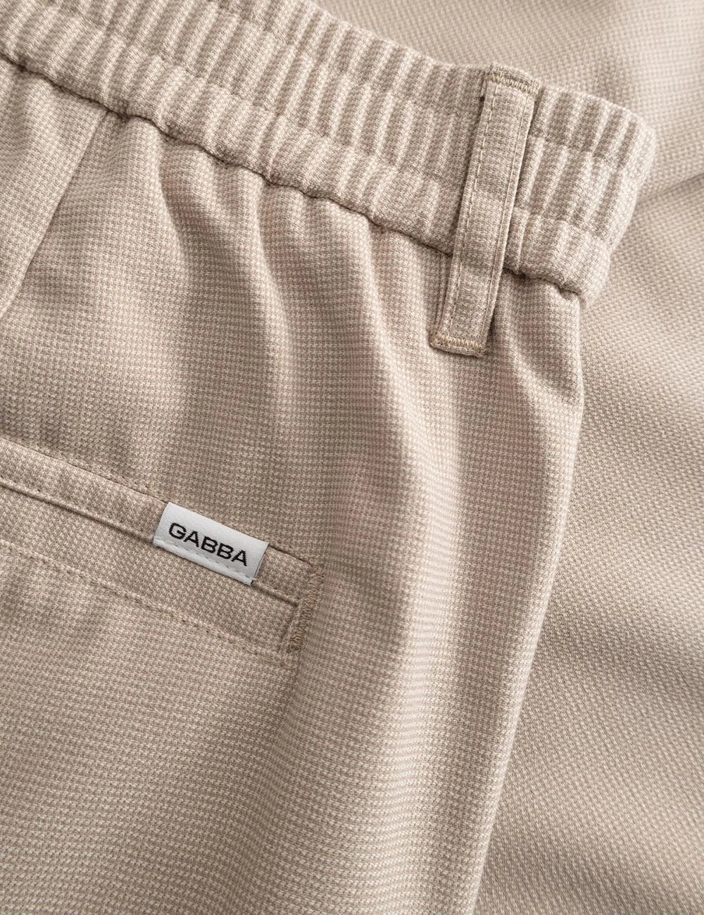 Gabba linen pants beige relaxed fit elastic waist back logo view
