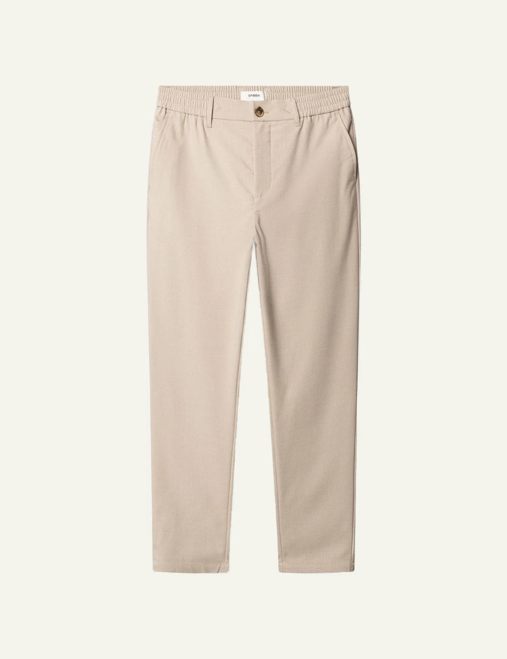 Gabba linen pants beige relaxed fit elastic waist front flat view