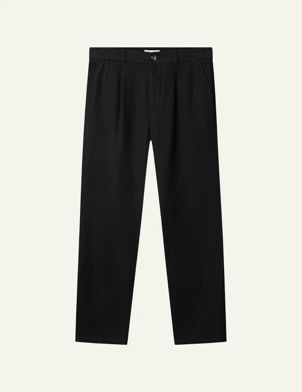 gabba linen trousers black front flat view