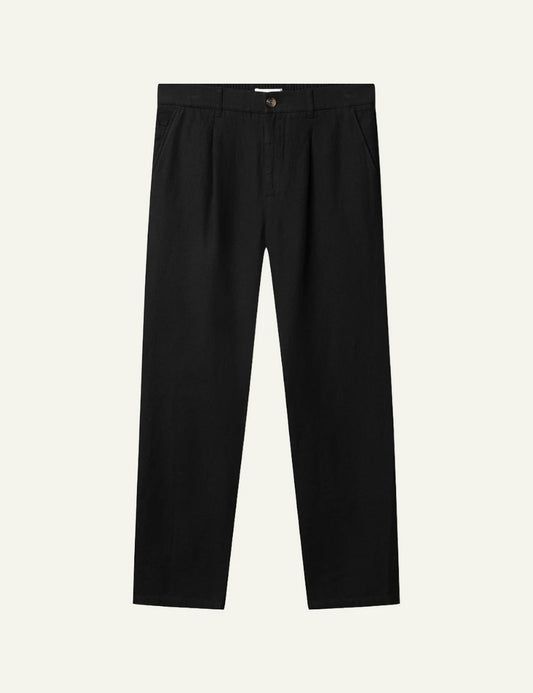 gabba linen trousers black front flat view
