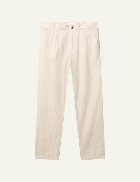 gabba linen trousers cream front flat view