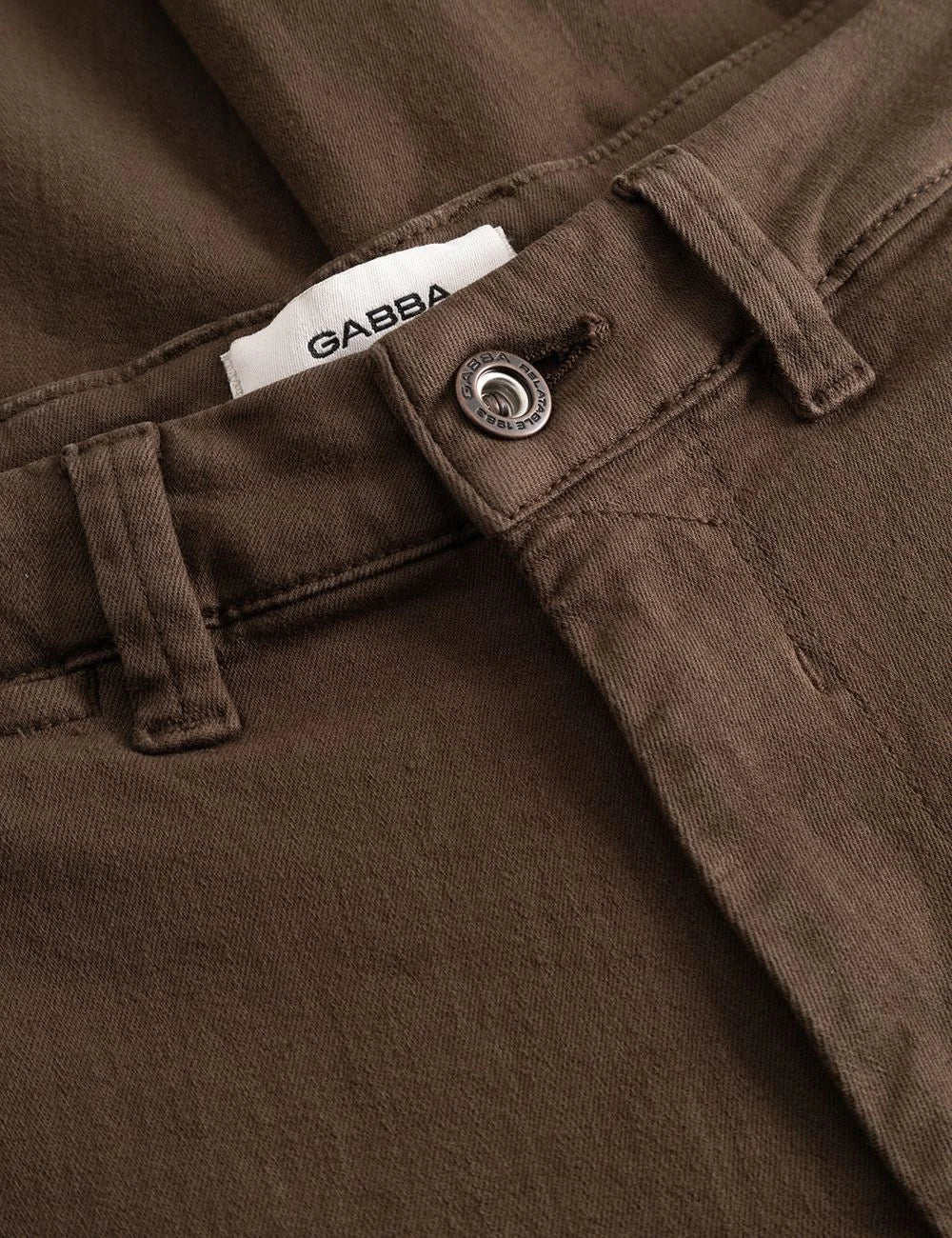 Gabba men's brown GABpaul slim fit chino trousers with garment-dyed finish, French side pockets and tapered silhouette detail