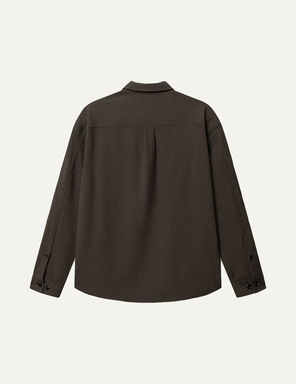 Gabba men's dark brown GABjens oversized overshirt with textured dobby fabric, button-front closure and chest pocket back