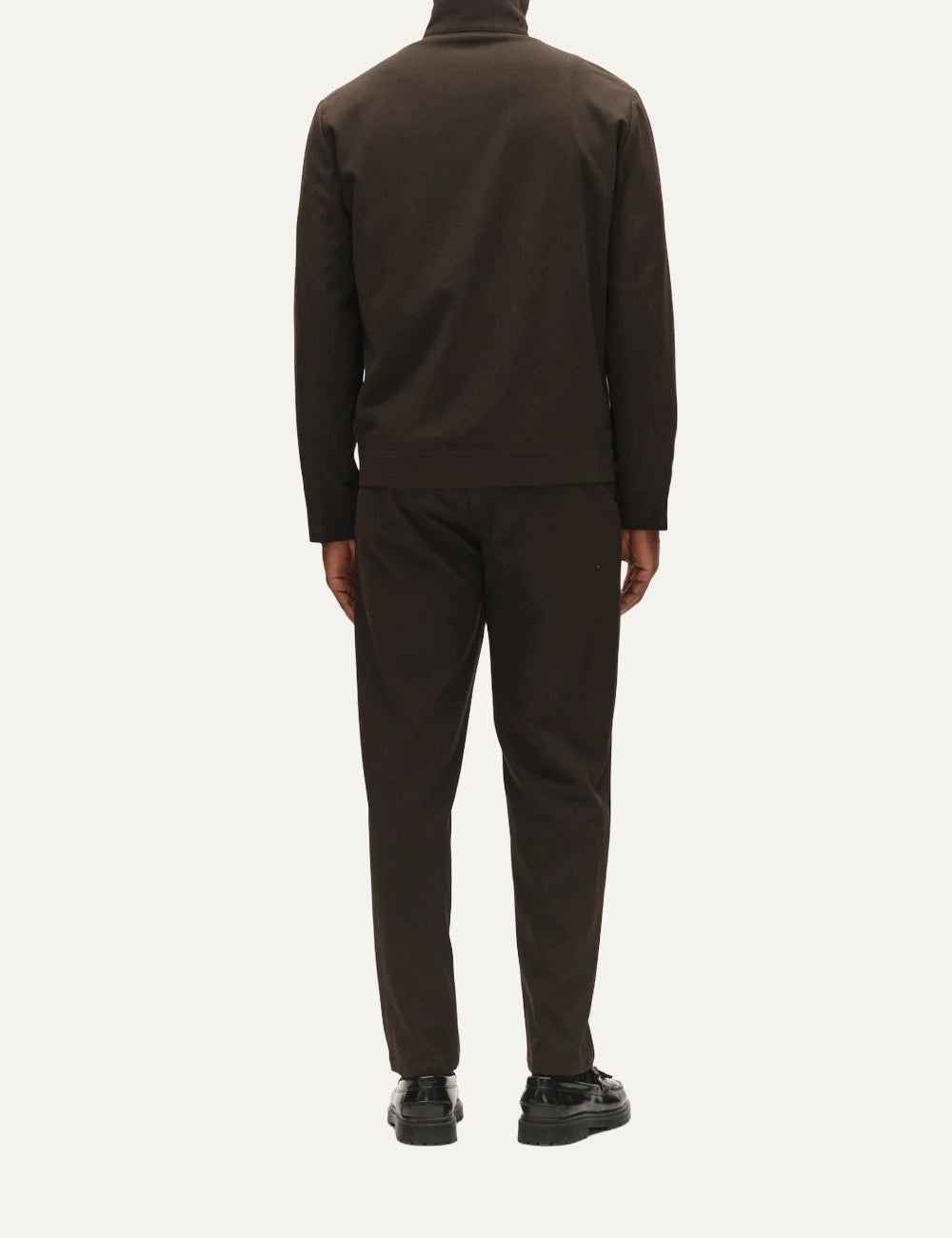 Gabba men's dark brown GABnik jacket with high collar, front zip closure and two side pockets back view