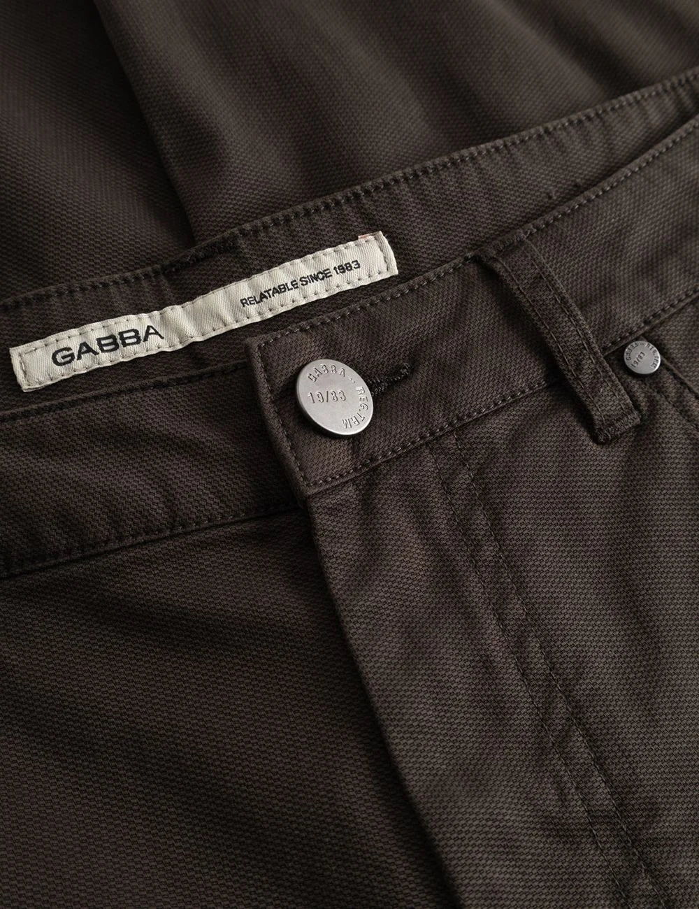 Gabba men's dark brown Marc denim trousers with regular fit, straight legs and classic five-pocket design detail