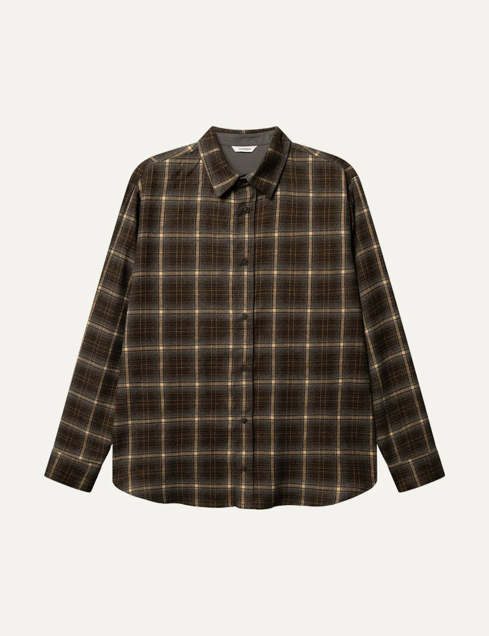 Gabba Men’s Dark Green Brown Checked Long-Sleeve Shirt
