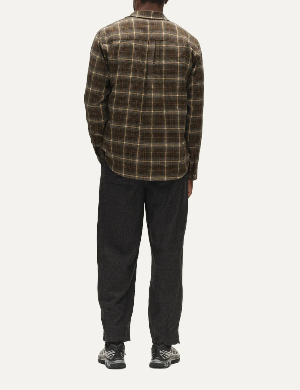 Gabba Men’s Dark Green Brown Checked Long-Sleeve Shirt back