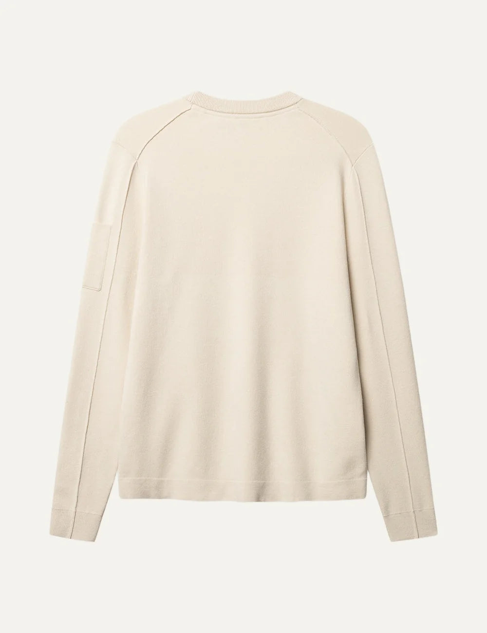 Gabba men's ecru GABdriel crew neck knit sweater with long sleeves, ribbed trims and signature sleeve pocket back view