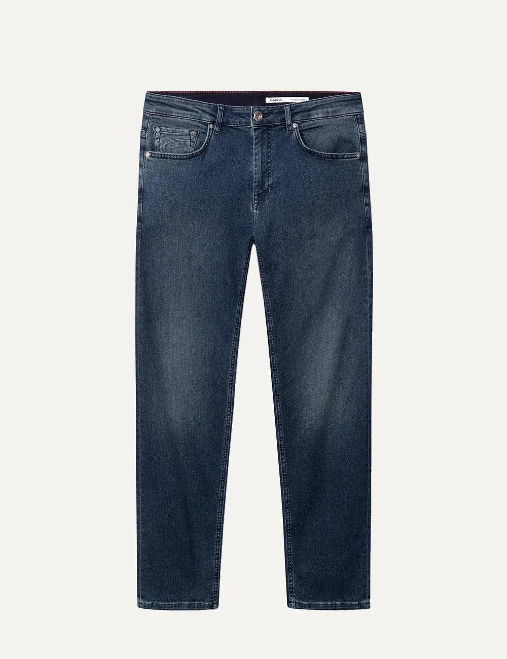 Gabba men's GABmarc dark blue regular fit jeans with faded wash, subtle slub texture, straight legs and classic five-pocket design.