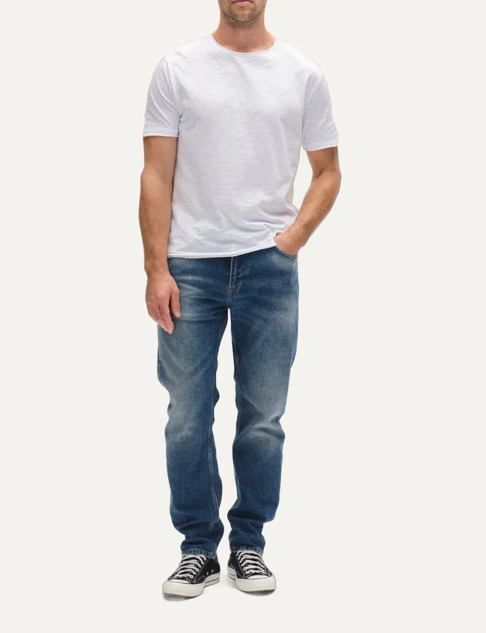 Gabba Men’s White Textured Cotton T-Shirt full body