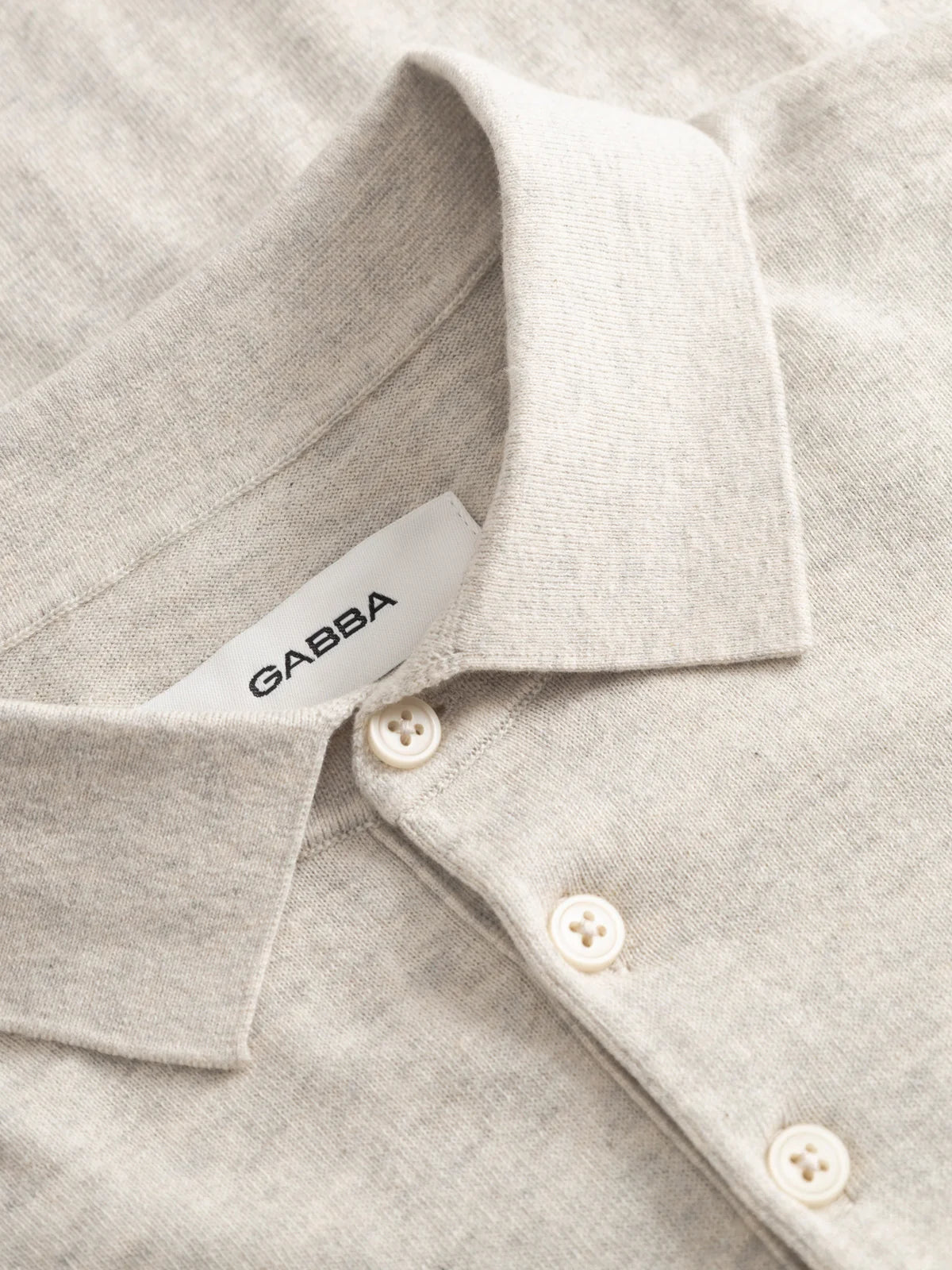 Gabba New SS knit polo beige clean front detail view