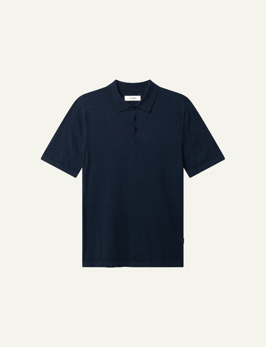 Gabba New SS knit polo navy clean front flat view.