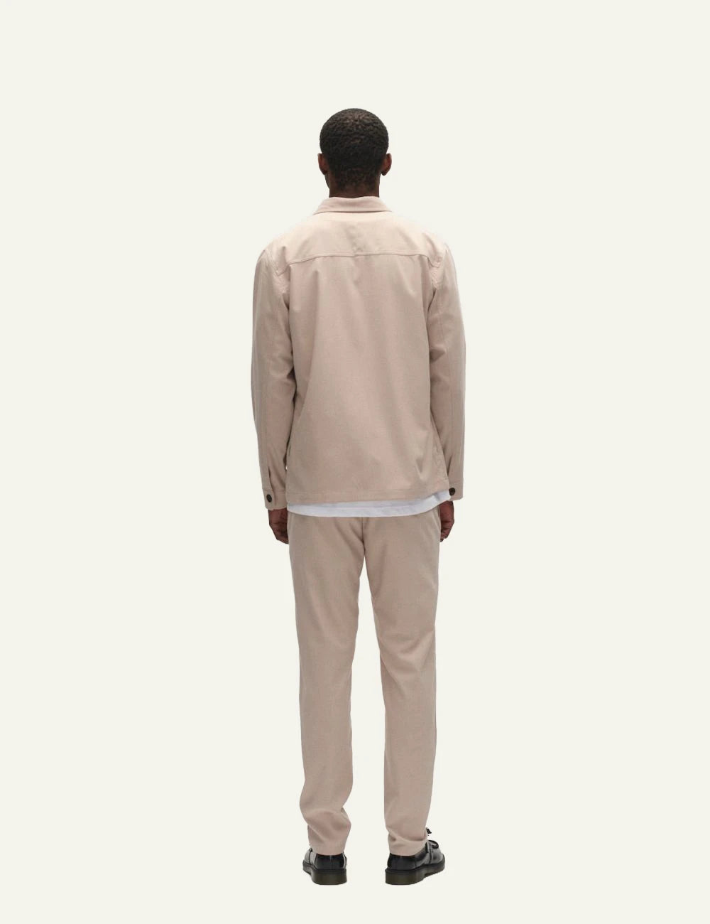 Gabba overshirt beige micro pattern button front chest pockets back view