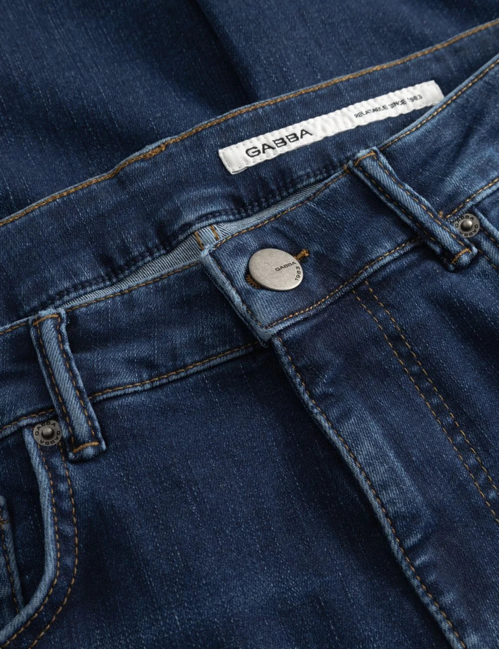 Gabba jeans blue slim fit stretch denim front detail view