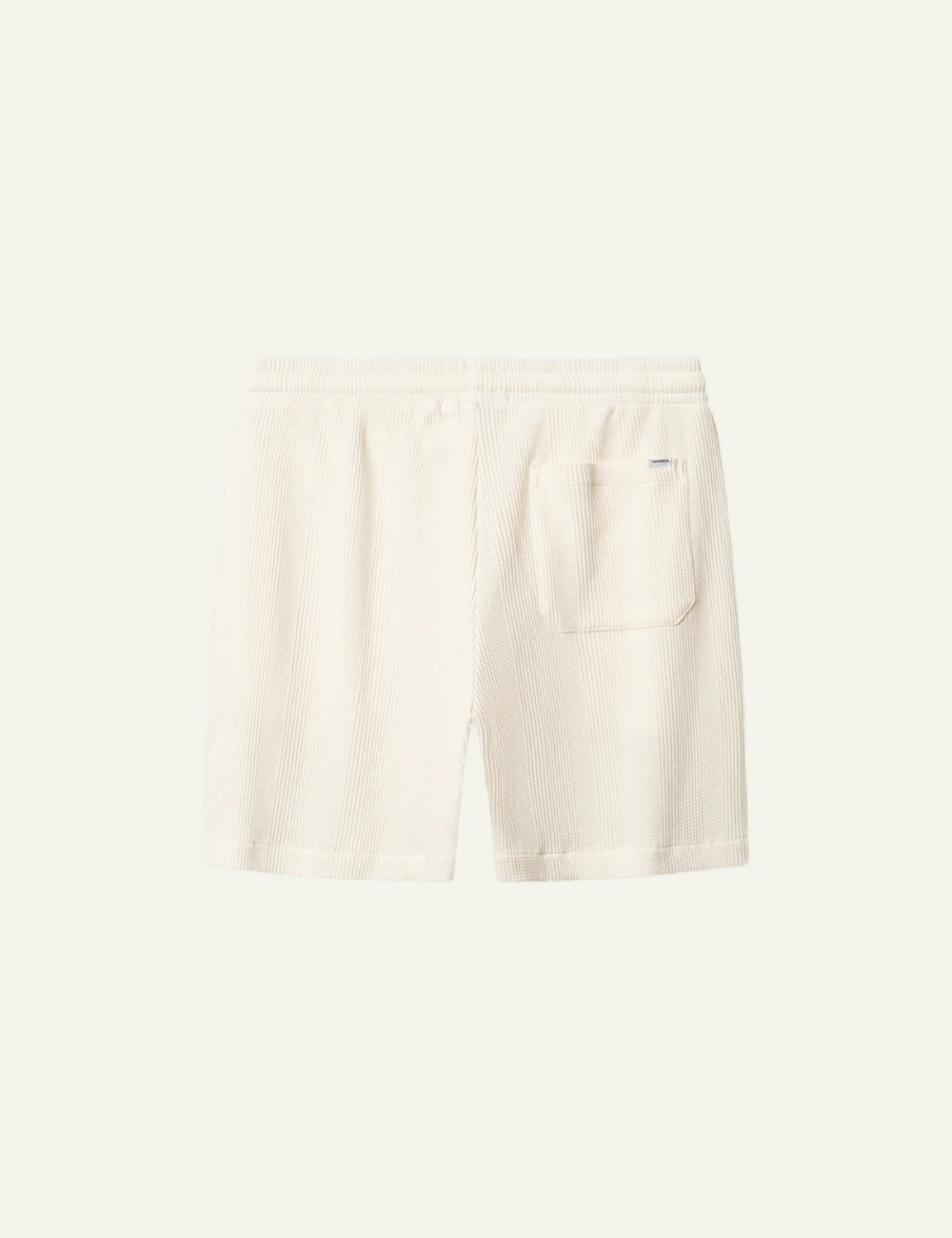 gabba textured drawstring shorts cream back flat view