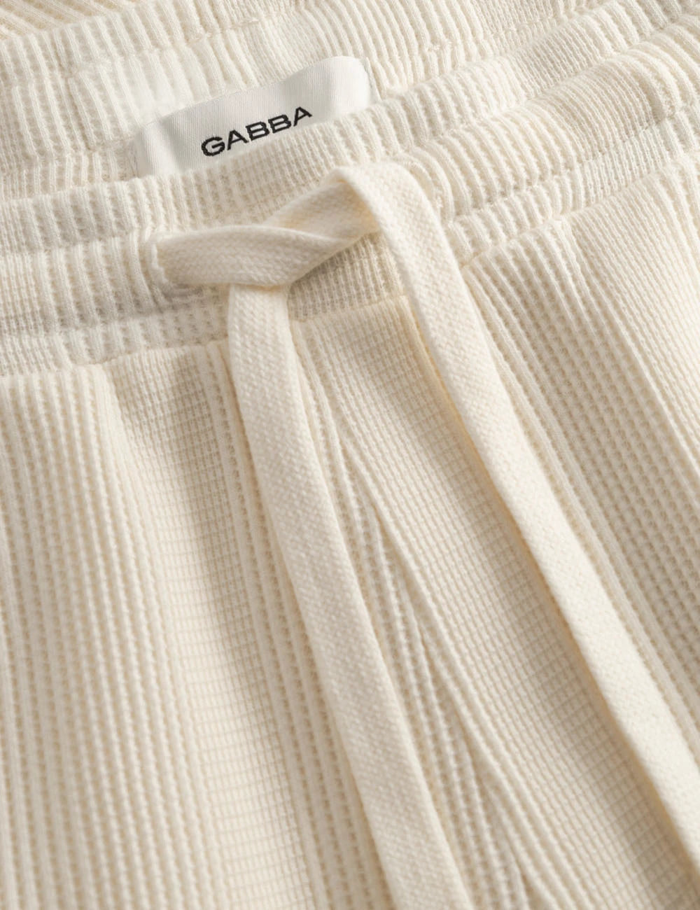 gabba textured drawstring shorts cream front detail view