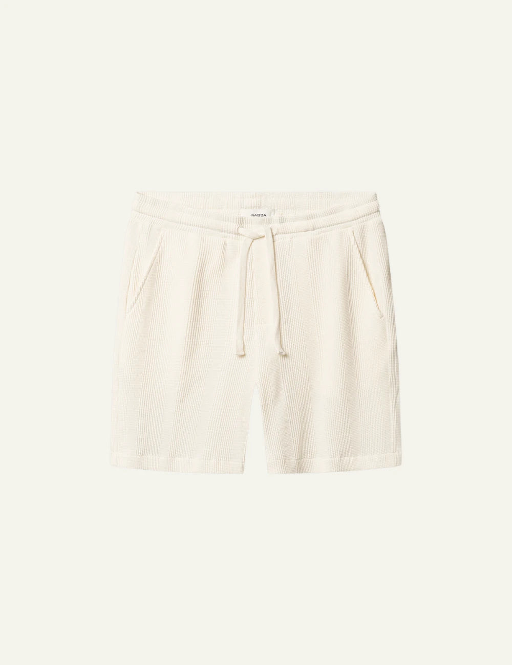 gabba textured drawstring shorts cream front flat view