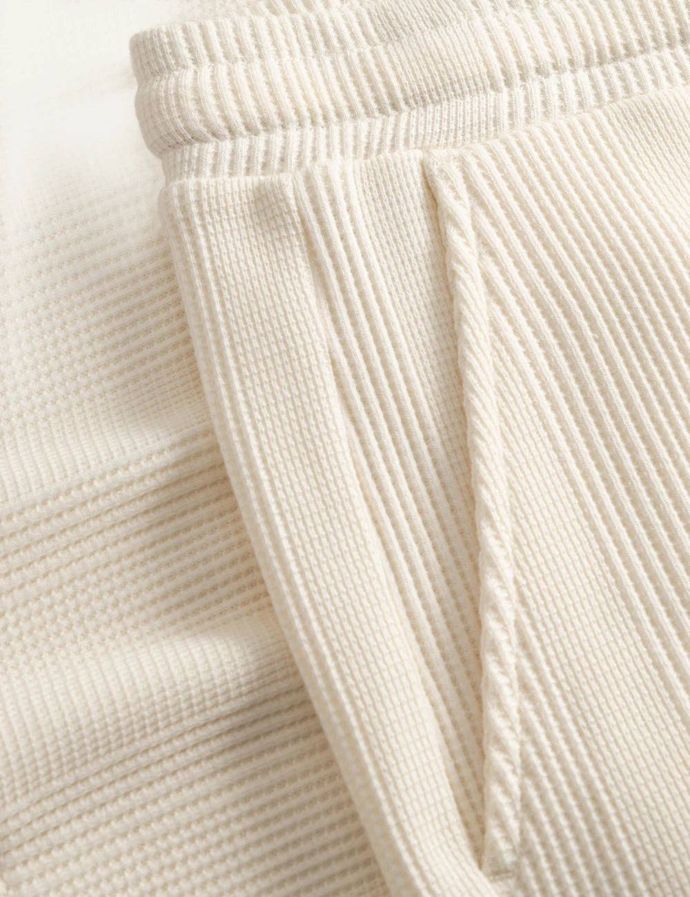 gabba textured drawstring shorts cream side detail view