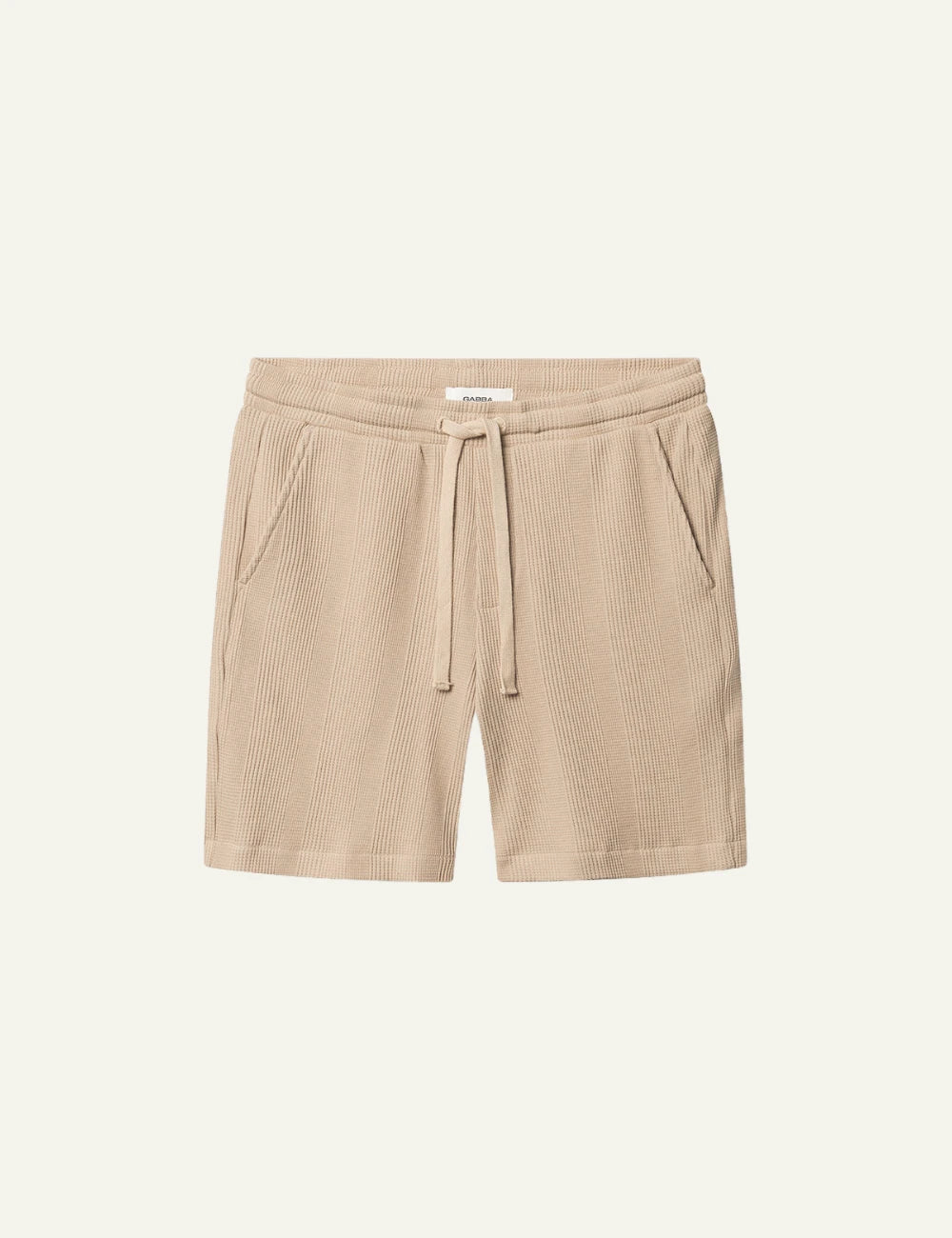 gabba drawstring shorts textured sand front flat view