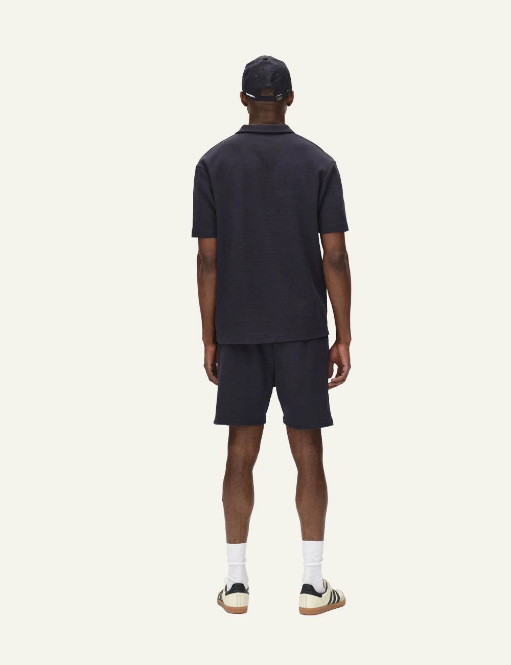 gabba textured polo shirt navy back model view