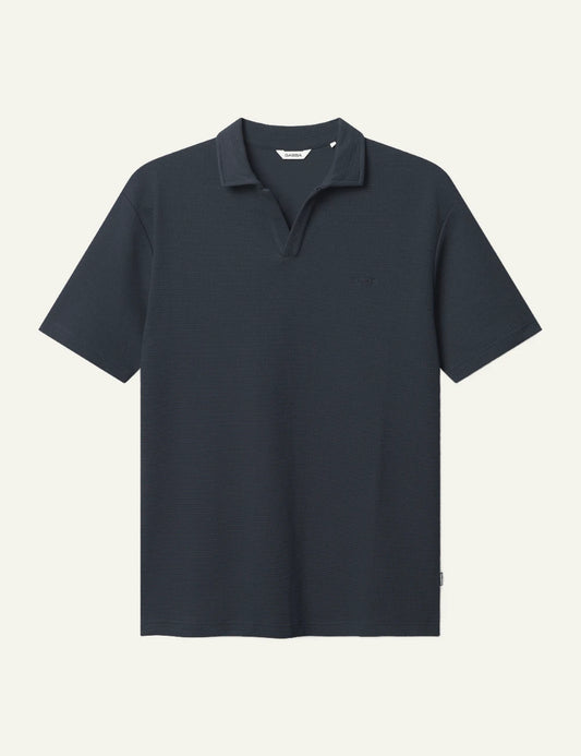 gabba textured polo shirt navy front flat view