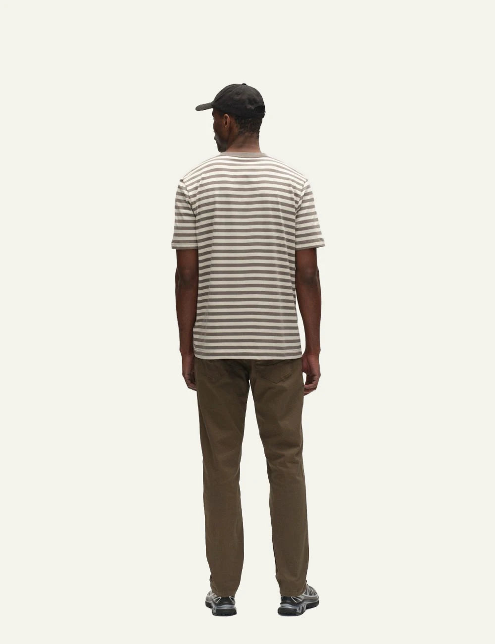 Gabba striped t-shirt grey off white logo chest back view