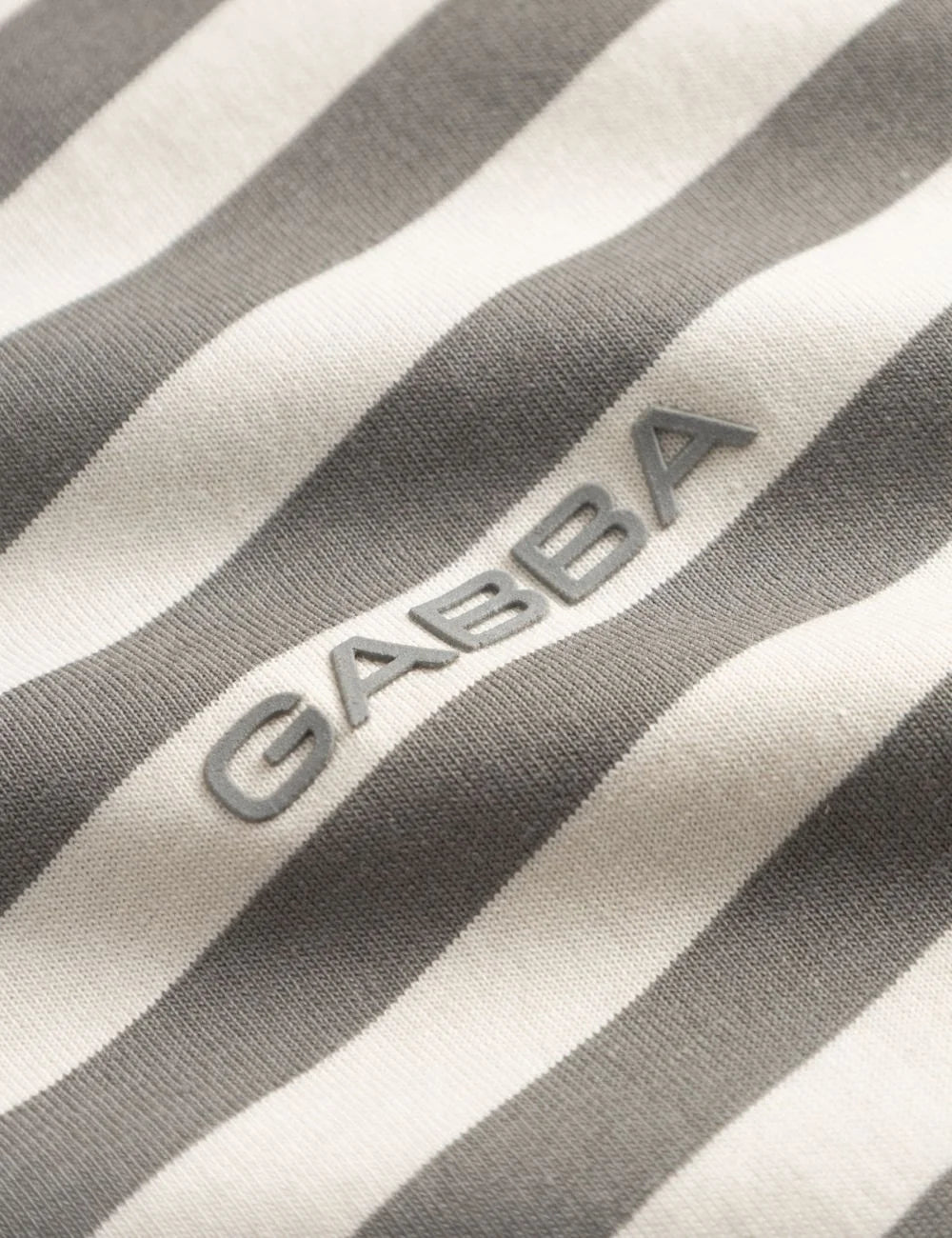 Gabba striped t-shirt grey off white logo chest front logo view