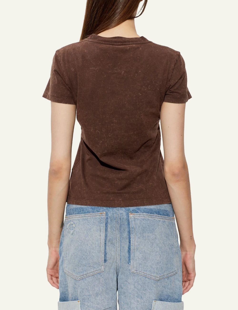 Ganni brown banana graphic t-shirt vintage wash back view