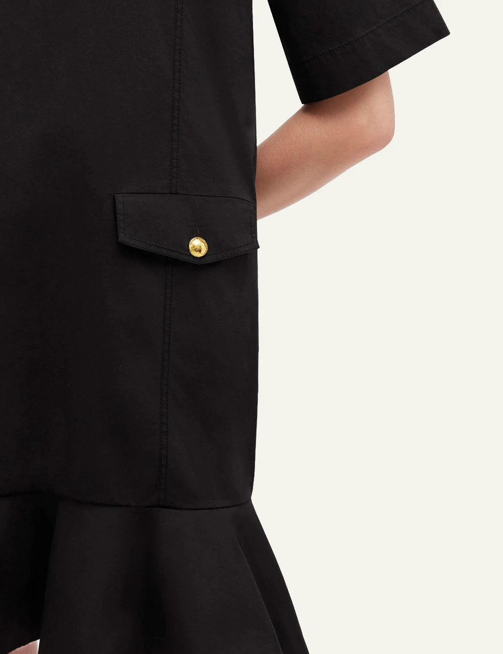 GANNI black mini dress detail view