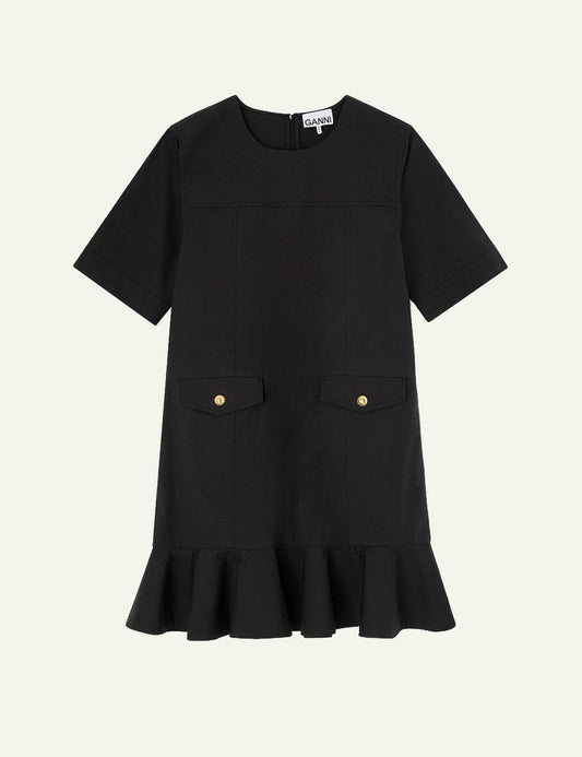 GANNI black mini dress front view