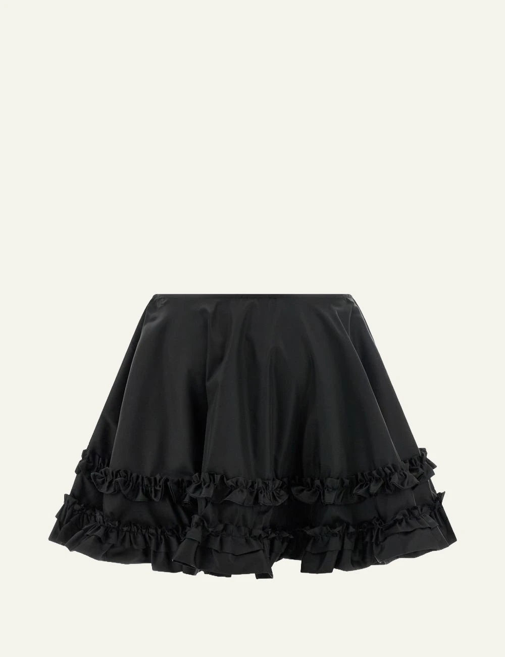 Ganni duchesse mini skirt black frill circle flared silhouette back