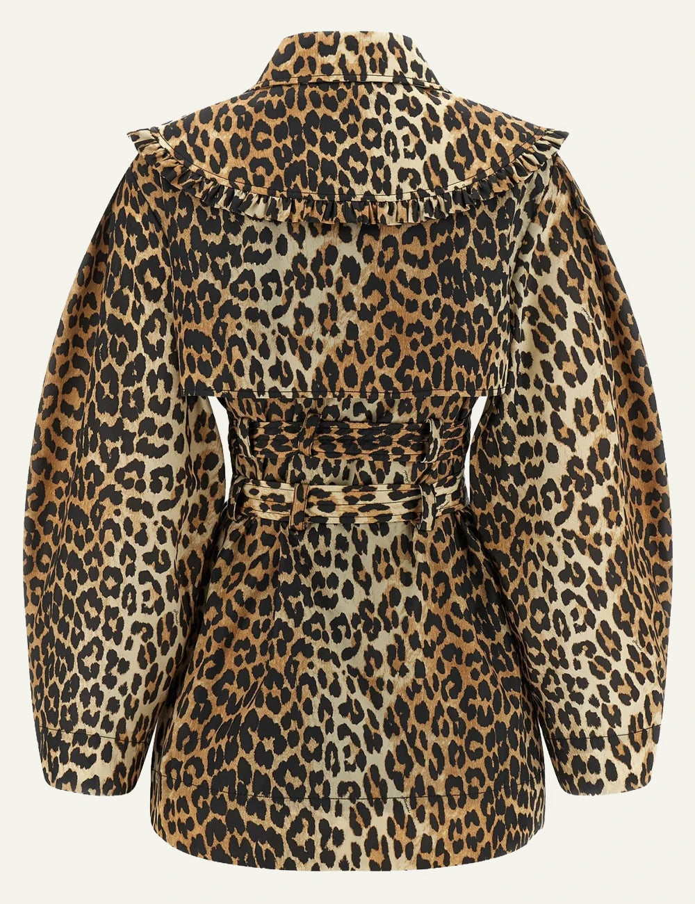 GANNI leopard belted coat back view