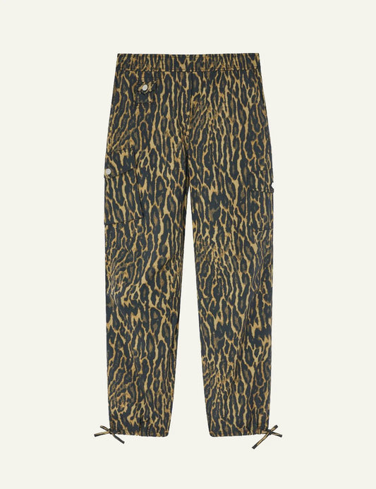 GANNI leopard print cargo pants front view