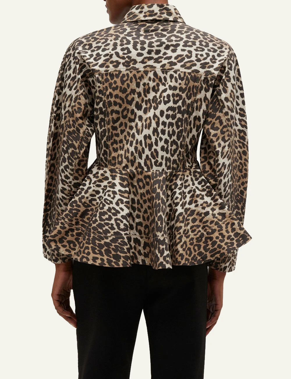 GANNI leopard print jacket peplum hem back view