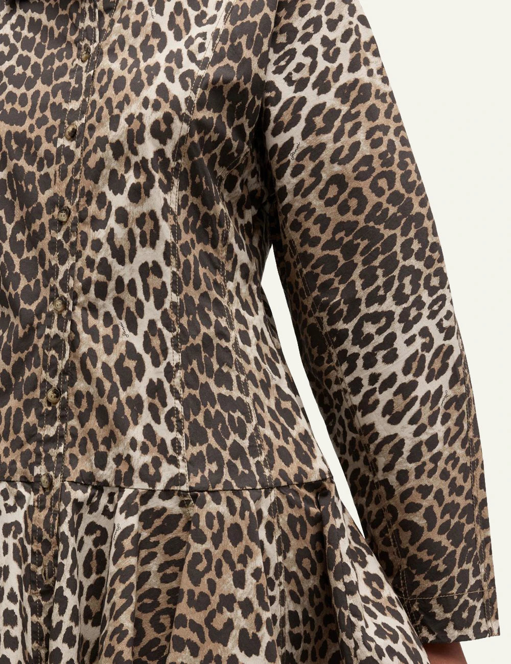 GANNI leopard print mini dress detail view