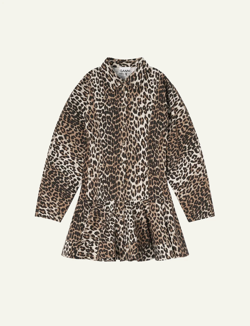 GANNI leopard print mini dress front view